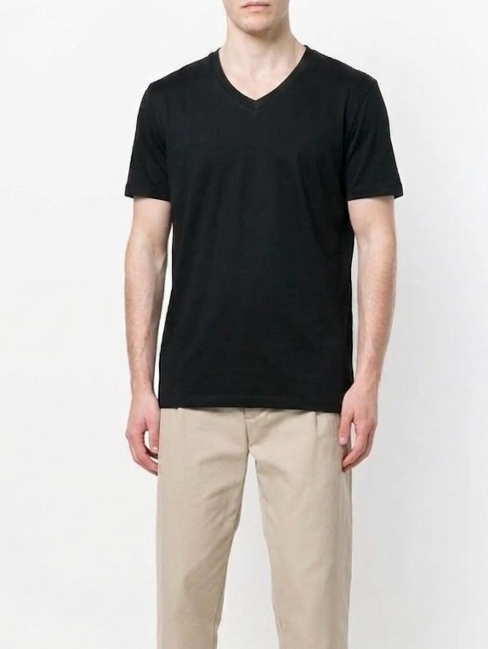 Hugo Boss Black V-Neck Short Sleeve Tshirt Cotton Tee Mens Size Medium Basic Top